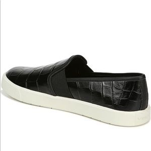 Vince Preston Croc Embossed Leather Slip-On - Black - Sz 9